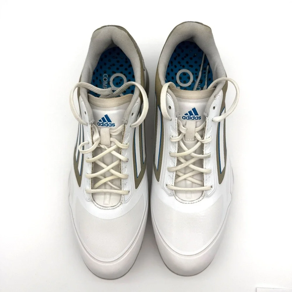 Adidas Adizero Golf Shoes Men's 9.5 White Blue Q46801 Spiked Golf Cleats